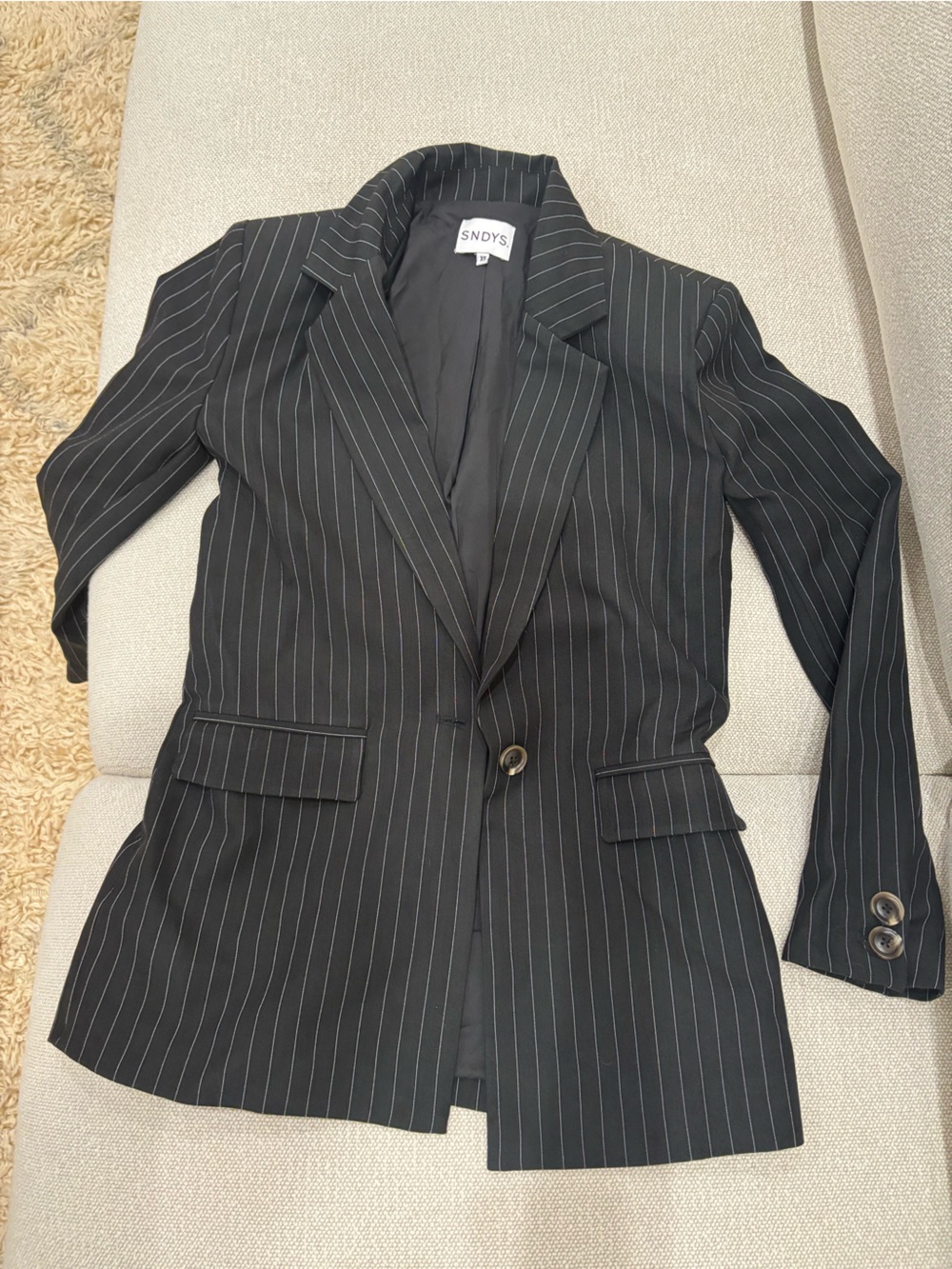 Black Pinstripe Single-Button Blazer
